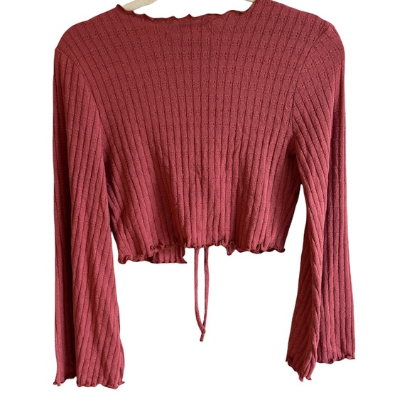 Victoria + Sophia Cropped Cardigan Womens Terracotta Tie-Front Sweater Size S - Picture 2 of 9